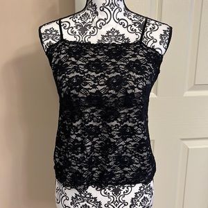 NY&Co black lace tank top with built in bra Size L